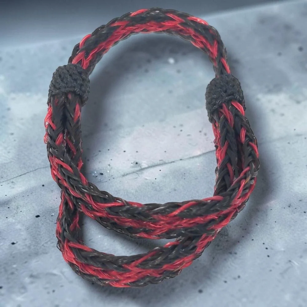 VTG Braided Horsehair Bracelet Red Black Adjustable Western Unisex Equestrian